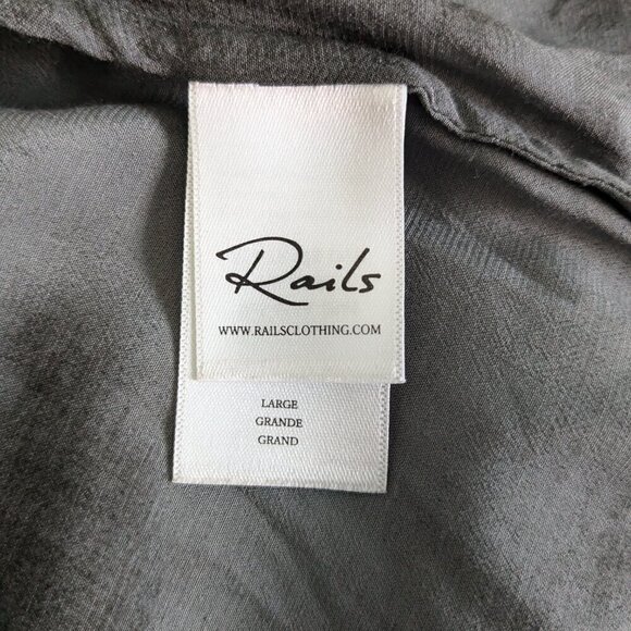 Rails Blouse Women's Large Slate Hillary Crossover Snap Tie-Dye Long Sleeve Top - Picture 7 of 16